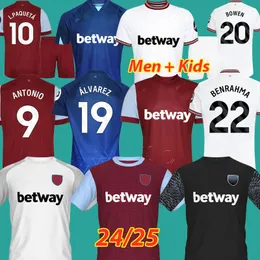 2024 2025 WHU INGS ALVAREZ Fußballtrikots 23 24 25 L. PAQUETA WEST SCAMACCA Kits ANTONIO Hams BOWEN UNITED WARD PROWSE Fußballtrikots BENRAHMA MEN Kinderausrüstung