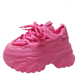 Scarpe casual 2024 Sneakers da donna Moda fondo spesso 8 cm Allacciate Comode corse all'aperto Traspiranti da donna vulcanizzate