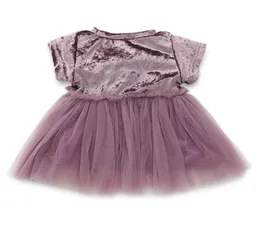 Baby Girl Velvet Suede Tulle Dress TU Dress Short Sleeve Solid Color Princess Dress Summer Kids Clothing Children Clothes 793 X25279147