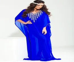 Suudi Arap Kadınları İçin Kraliyet Mavi Gece Elbisesi Lüks Müslüman Arap Kafkaları İslami Boncuklu Dubai Kaftan Abaya Elbisesi6822241