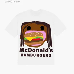 Men's T-Shirts branded Hamburg and French fries rap hip-hop style hip hop trendy T-shirt T240320