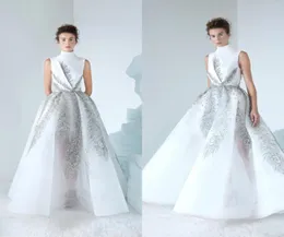 2019 Azziosta Libanon Prom klänningar High Neck Luxury Beads Sequins Tulle golvlängd Kvällsklänning Party Wear Custom Made Formal 7346822