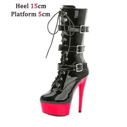 Dress Shoes Club Club Black Sexy Short Boots 2022 Nowa marka Pole Dance Thin Heels Platforma 17 20 cm Roman5u1a H240321