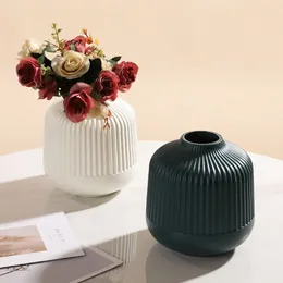 Vases Nordic Style Flower Vase Imitation Ceramic Pot Basket Modern Plastic Solid Color Arrangement Container Home Decor