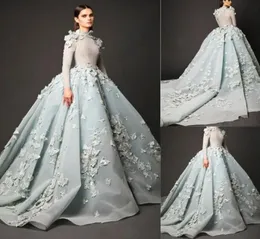 High Neck Prom Dresses Elie Saab 2019 Applices Pärlad arabisk aftonklänning Långärmar Vintage Red Carpet Celebrity Party Gowns6756828