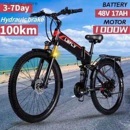 Bikes Ride-Ons LAFLY X3 PRO 27.5inch 1000W Ectric Bike Folding 48V Iithium Assisted MTB Ectric Bicyc Cross-Country Ebike L240319
