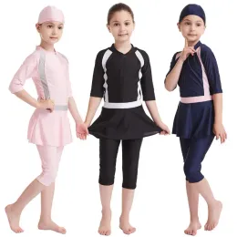 어린이를위한 여자 모슬림 큰 크기의 수영복 maillot bain femme costumi da bagno donna islamic maillot enfant fille burkini noir