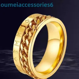 Original Designer Fashion Trend Band Rings Stainless Chain Rotating Decompression Roman Numeral 8mm Non Fading Titanium Steel Ring