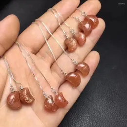 Dekorativa figurer Enhet Ett par 925 Silver med grossist naturlig Sunstone Crystal Healing Moon Shape Ear Cords Special för smyckespresent