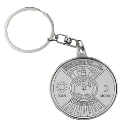 التقويم الدائم سلسلة مفاتيح الرجعية 50 سنة Sun Moon Compass Compass Keyring عيد الحب هدية هدية معدنية البوصلة المفتاح المباراة الافتتاحية زجاجة القلادة