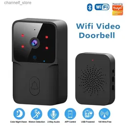 Dörrklockor WiFi Wireless Doorbell DC AC Batteridriven kamera Ringtone med Alexa Google Doorbell Camera Color Blacky240320