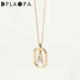 Wisiorki DPlaopa 925 Srebrny list w zawieszki Naszyjnik Długowy łańcuch Choker Women 2024 Summer Personalize Początkowa biżuteria na szyję