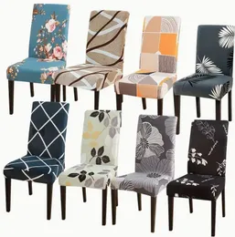 Conjunto de 4 capas de cadeira extensíveis – elegantes capas removíveis para sala de jantar, padrões protetores laváveis, ajuste universal