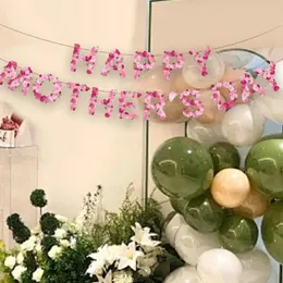 Party Decoration Flowers Happy Mother's Day Banner Alphabet Flag Pulling Hanging Decor For Garden Restaurant Indoor And Outdoor