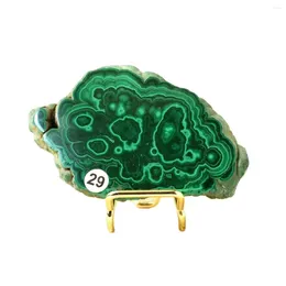 Decorative Figurines 1PC Natural Malachite Slice Including Base Irregular Size Home Decor Rare Gemstone Ornaments Crystal Stone Crafts Gift