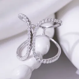 Serenity Day 0.58cttw D Cor 1.3mm Anéis de casamento de moissanite completos para mulheres S925 faixas de prata banhadas a ouro branco 18K joias finas tamanho 5 a 9 com caixa