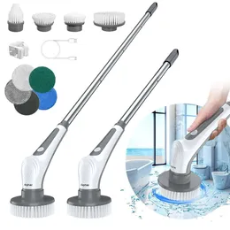 جهاز فرك تدور كهربائي ، 10 في 1 Airpher Cordless Cleaning IPX8 مع 9 رؤوس فرشاة قابلة للاستبدال ومقبض قابلة للإزالة 4 مستويات ، جهاز تناسق دش الطاقة للحمام ،