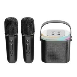 Alto-falantes Y1 Mini Microfone de Karaokê com Alto-falante RGB Luzes Portátil Máquina de Karaokê Bluetooth Estéreo Caixa de Som para Casa Família Cantando