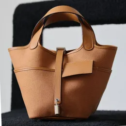 Hink designer kvinnors grönsakskorg mode tote dragstring väska handväskor toppkvalitet handgjorda speciallås med ikoniska bokstäver