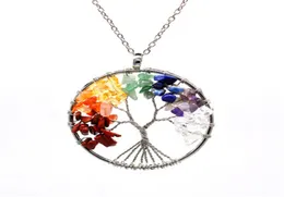 16pcset Tree of Life Necklace 7 Chakra Stone Beads Natural Amethyst Sterlingsilverjewelry Chain Choker Necklace Pendant for WOM1869772