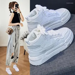 Casual Shoes In Women Ankle Boots High Top Woman Sneakers Flats Lace-up Ladies Platform White Short Booties