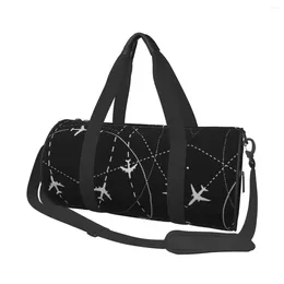 Borse da esterno Borsa da palestra Percorsi di volo Sport grafici con scarpe Volo notturno Borsa da uomo dal design portatile Retro Nuoto Fitness