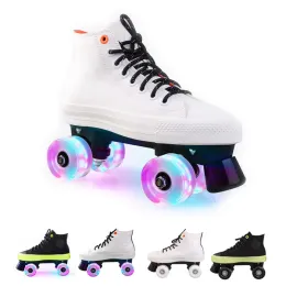 Обувь Canvas Quad Skates Double Row Kids Unisex Unisex Through Wheels Roller Skating Skating Обувь крытая уличная улица городские патины Fitness Patines