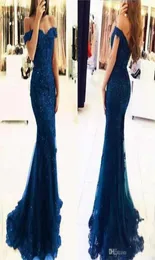 2019 Off The Shoulder Mermaid Long Evening Dresses Tulle Appliques Beded Custom Made Formal Evening Gowns Prom Party Wear 66129236963201