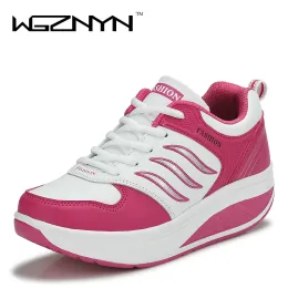 Flats WGZNYN 2023 New Arrival Casual Shoes Woman Height Increasing Slimming Swing Shoes Breathable Air Mesh Platform Shoes