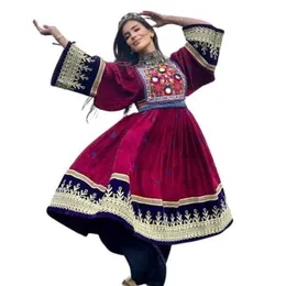 Fornecimento direto da fábrica estilo boho mulheres afegãs banajara vestidos tribais vintage plus size mangas compridas afegãs