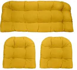 Kissen für den Innen- und Außenbereich, 3-teiliges Sofa aus getuftetem Korbgeflecht, S, 1 Loveseat, 2 U-Form, wetterbeständig (gelb, 2–21 x 21 Zoll, 1–44 x 22 Zoll)