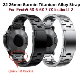 Orologi 22mm 26mm Bracciale con cinturino in metallo titanio Quick Fit per Garmin Fenix 7x 7/6 Pro / 5 Plus / Instinct / Epix Cinturino da polso