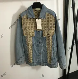 24SS Autumn Women Jackets Projektanci Paris podwójny litera druk płaszcz Kobiety Noit Studded Lapel Long Sleved JENIM JACKE