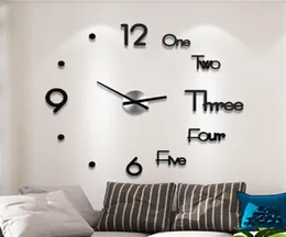 3D акриловые настенные часы DIY Современный дизайн Большие декоративные кварцевые часы Бесшумное движение Декоративные часы для гостиной Черный Golden39006123