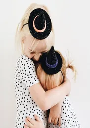 New Europe Baby Girls Cute Witch Hatpandband Kids Sequins Bowknot Pointy Cap Hairband Kids Bandanas Faction Head Band A5146018263