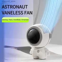 Ventiladores elétricos Ventilador portátil Astronauta silencioso pequeno USB 2000 Mah Carregando Mini Ventilador de pescoço Dormitório estudantil Escritório Outdoor Fan SupplyY240320