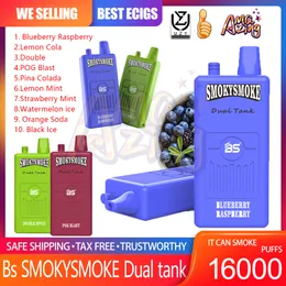 BS SMOKYSMOKE Dual Tank16000 Puff sigaretta elettronica monouso Vape Pen 2% 5% batteria ricaricabile 650mAh 18mlx2 capacità 16k sbuffi