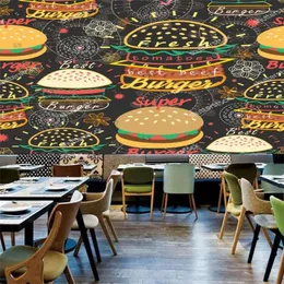 Tapety niestandardowe rozmiar burgera pies przekąsek pupa tapety fast food restauracja przemysłowy wystrój 3D mural