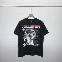 Moda HellStar Shirt Mens Rappe Top High American Tide Brand Zabawna zabawna komiks angielski list z drukiem Losy All Count Collar krótkie rękawowe koszulki Tide A15