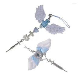 Keychains Stylish Angel Wing Keyring Lovely Pendant Phone Accessory Portable Hangings Decoration For Bag