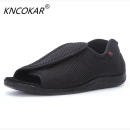 Sandálias kncokar moda primavera outono período de outono novo produto velhice pode se ajustar adicionar um pé largo para os pés inchados para o pé gordo pessoa