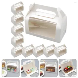 Elimina contenitori da 10 pezzi Finestra Cake Box Food Contenitore NASCITO Accessorio per biscotti Cookie Forniture per imballaggio Biscuità di carta per casa
