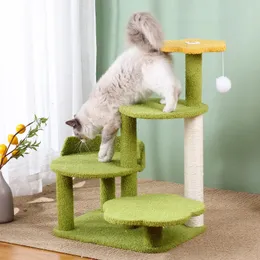 Green Cat Climbing Frame Four-Layer Sisal Cat Scratching Board Scratching Post Cat Humping Platform Tree Pet Toy Suppl 240309