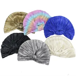 Stretchy Ladies Turban Hat Glitter Twisted Ruffles Head Wraps Bennie African India's Hat Chemo-Caps Turban Head Wraps Head Coverings for Women