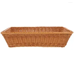 Kitchen Storage Tableware Basket Woven Fruit Food Tray Sundries Plate Home Weave Bread Plastic Rattan