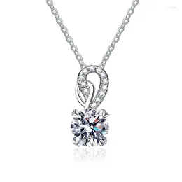 Chains Luxury S925 Sterling Silver Platinum PT950 D Color Square Diamond Pendant Clavicle Chain 1 Moissanite Necklace For Women