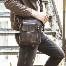 Çanta Kalitesi Orijinal Deri Erkek Omuz Messenger Cowhide Moda Çapraz Body 8 "Pad Tote Satchel 2070