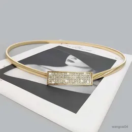 Cinture Cintura elastica a catena dorata Vita femminile Punk Y2K Cinture con strass in metallo argento per donna Cintura dorata di lusso di alta qualità