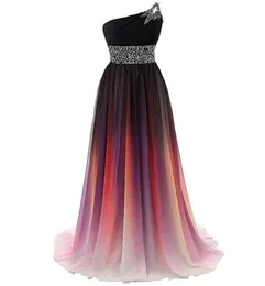 2018 New Cheap Sexy One Sholdled Onbre Long Inguny Prom Dresses Chiffon a Line Plus Size FloorlengthフォーマルパーティーガウンQC11644405865