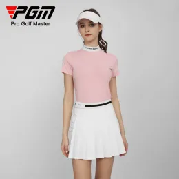 Shirts PGM Summer New Golf Women's Round Neck Tshirt Women's Clothing Elastic Quick Dry Breathable Sports Leisure Short Sleeve YF558